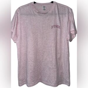 PINK Victoria's Secret Sparkly Campus Heather Pink Tee Relaxed Fit Sz XS